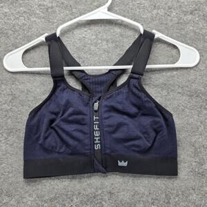 Shefit Sports Bra Womens Small Blue Zip Front Adjustable Racerback Athletic